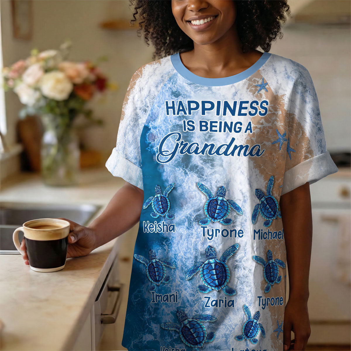 Happiness Is Being A Grandma - Personalized Sleep Tee