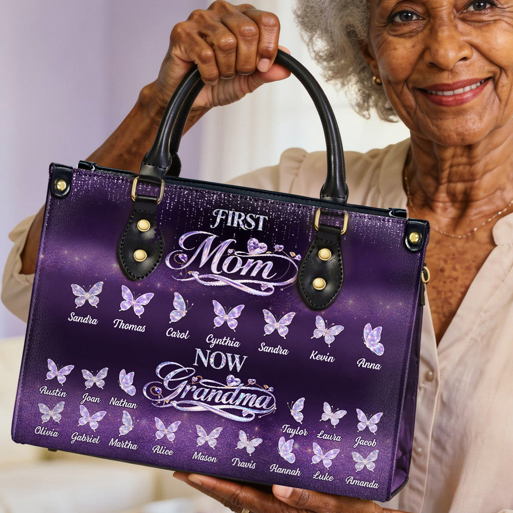 First Mom Now Grandma - Personalized Leather Handbag