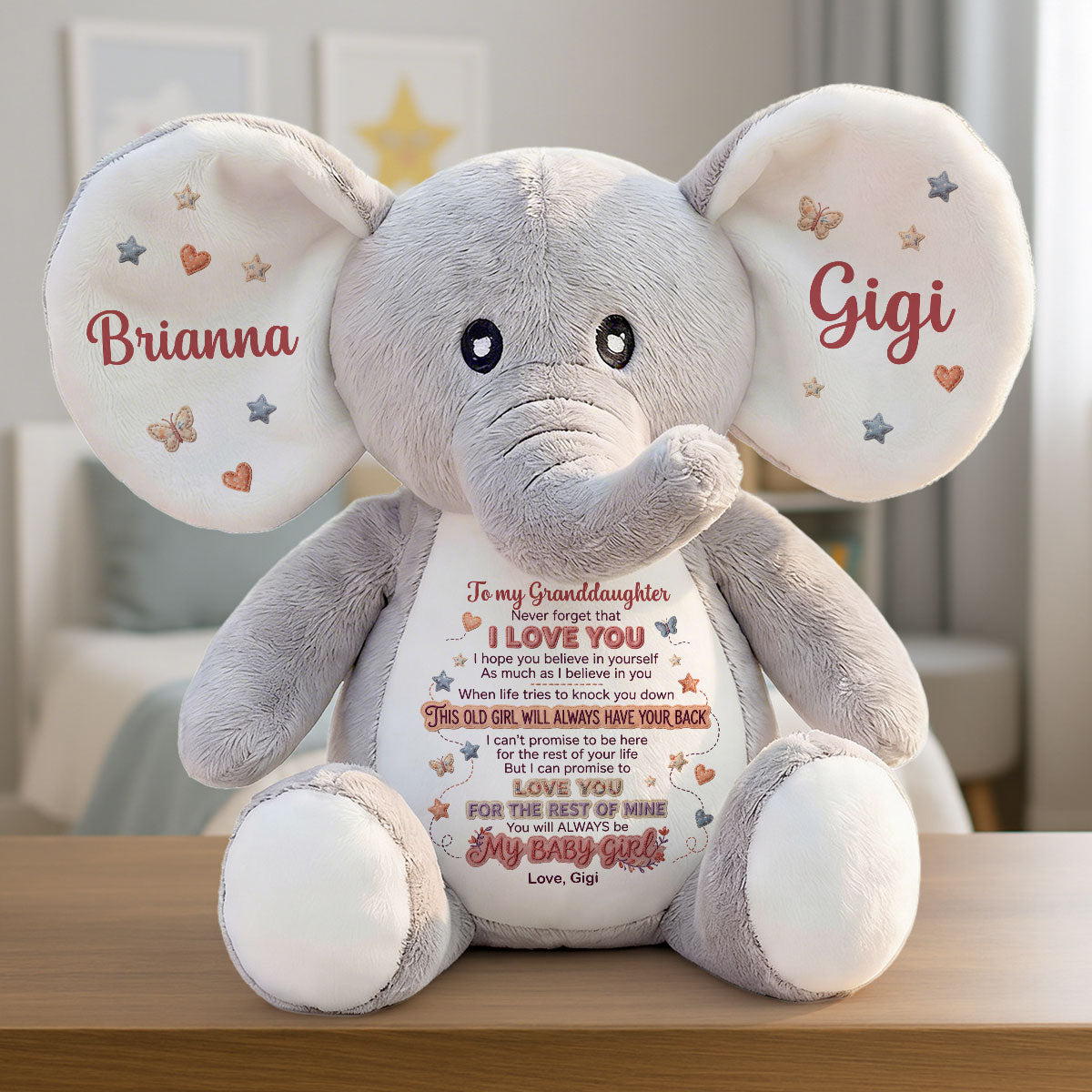 Never Forget That I Love You - Personalized Stuffed Elephant
