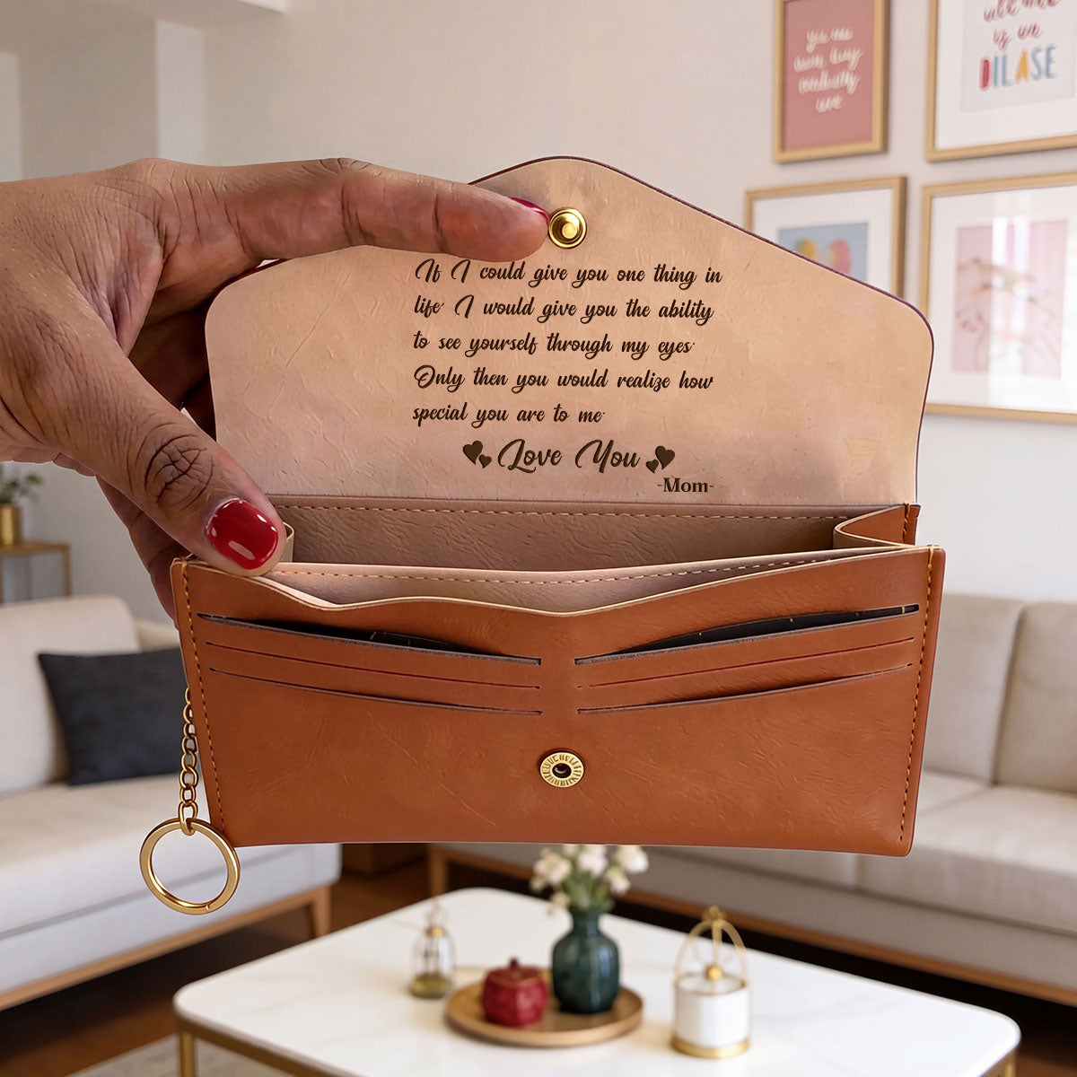 To A Special Granddaughter - Personalized Leather Envelope Wallet