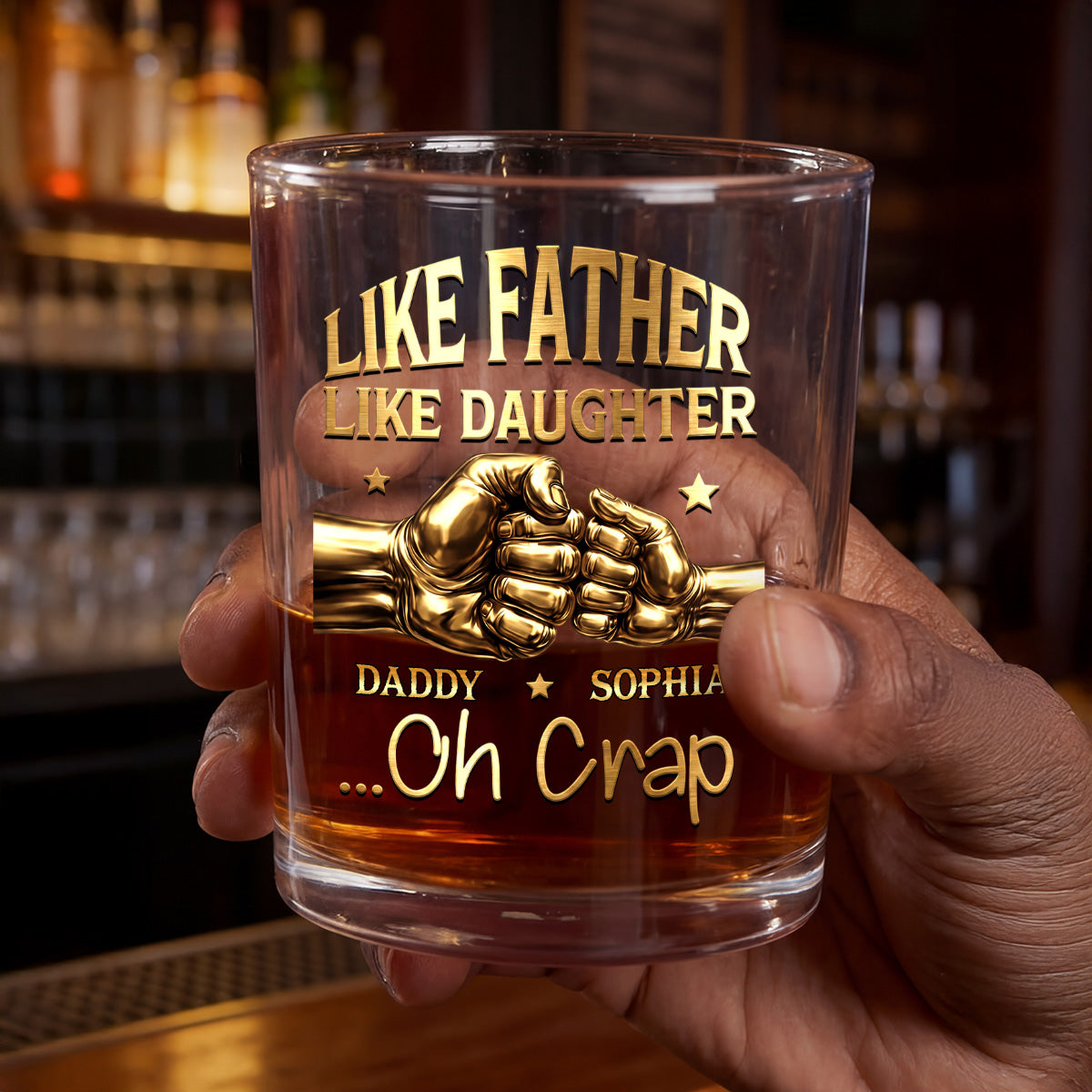 Like Father Like Daughter  - Personalized Round Whiskey Glass