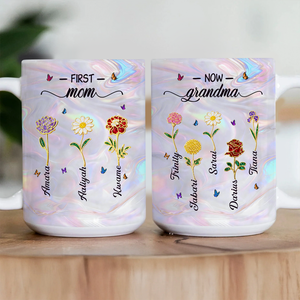 Grandma Birthmonth Flower - Personalized Ceramic Coffee Mug