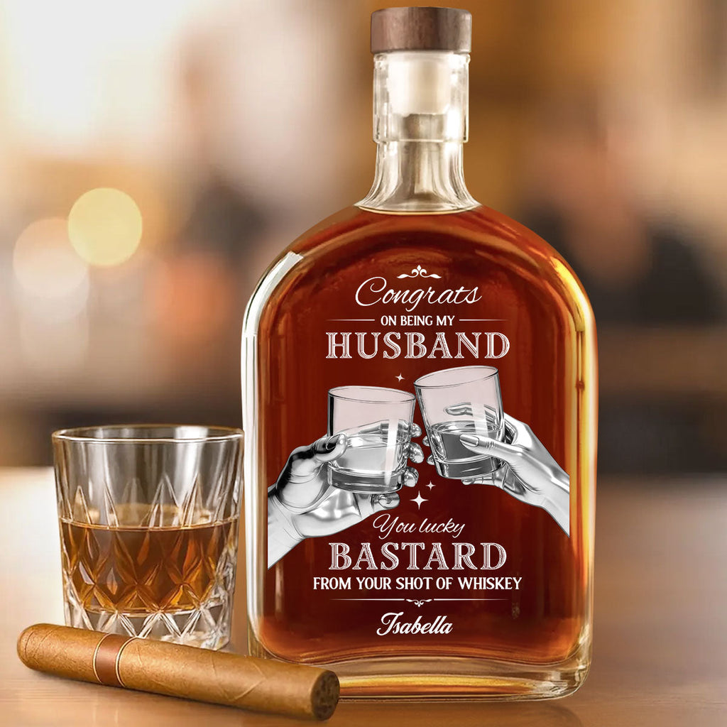 Cheers To My Husband - Personalized Whiskey Bottle