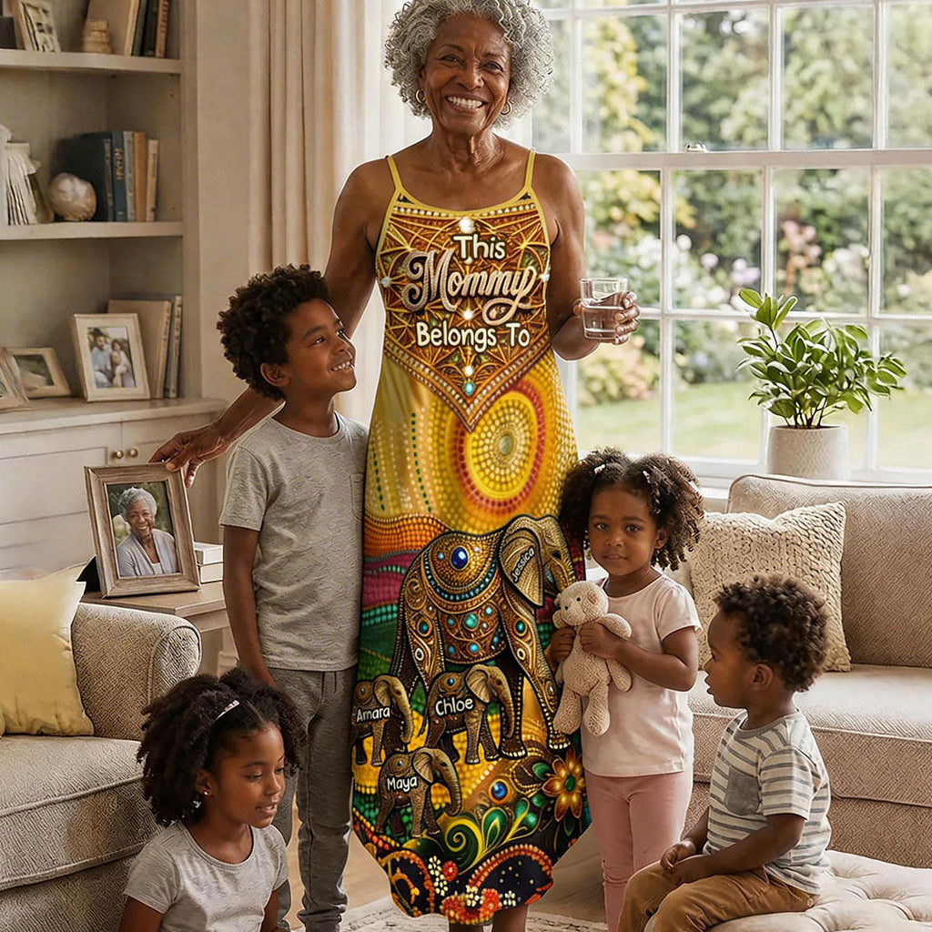 Elephant Mom And Grandma - Personalized Maxi Dress