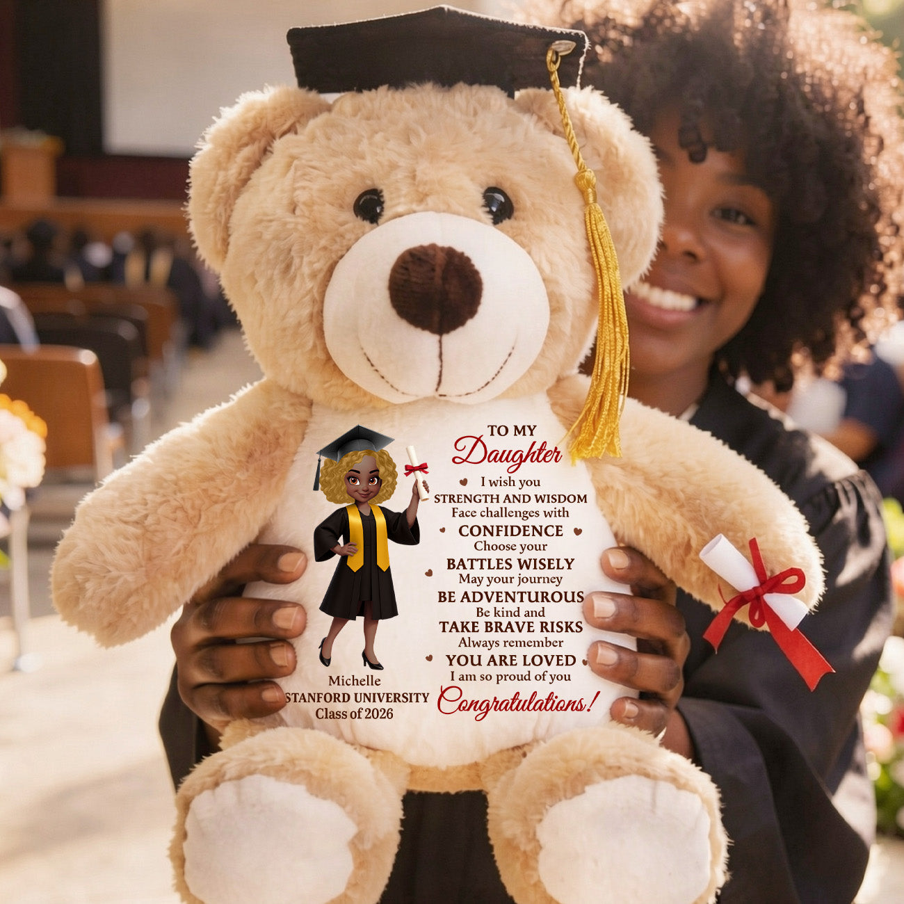 I Wish You Strength And Wisdom - Personalized Graduation Teddy Bear
