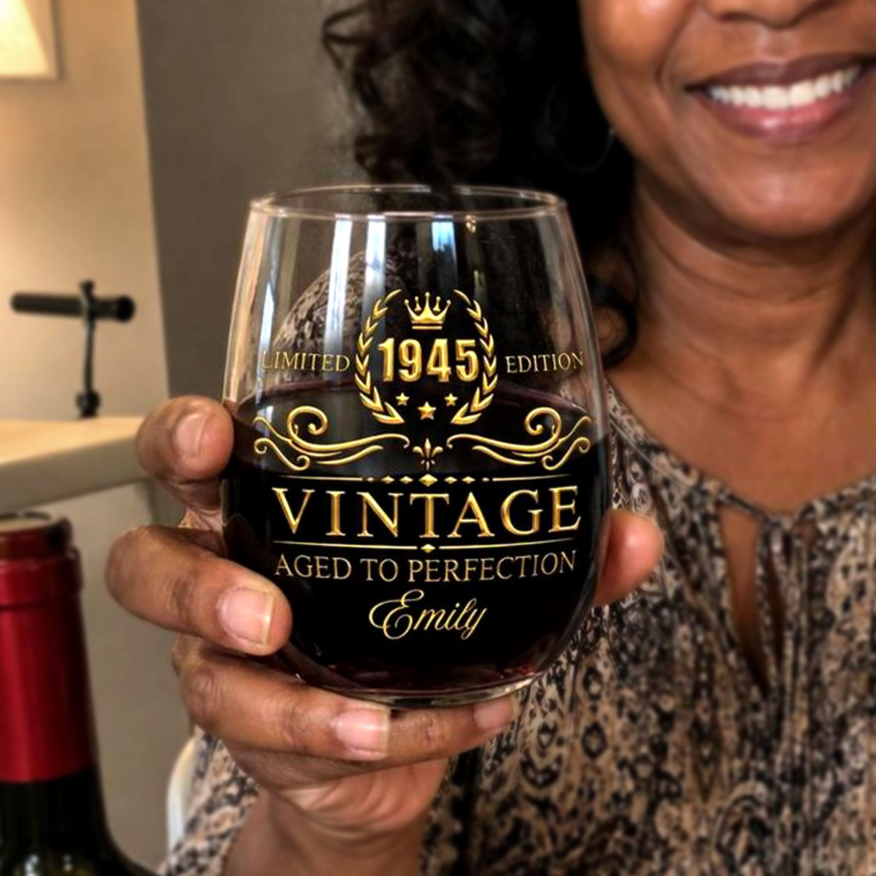 Limited Edition Aged To Perfection - Personalized Stemless Wine Glass