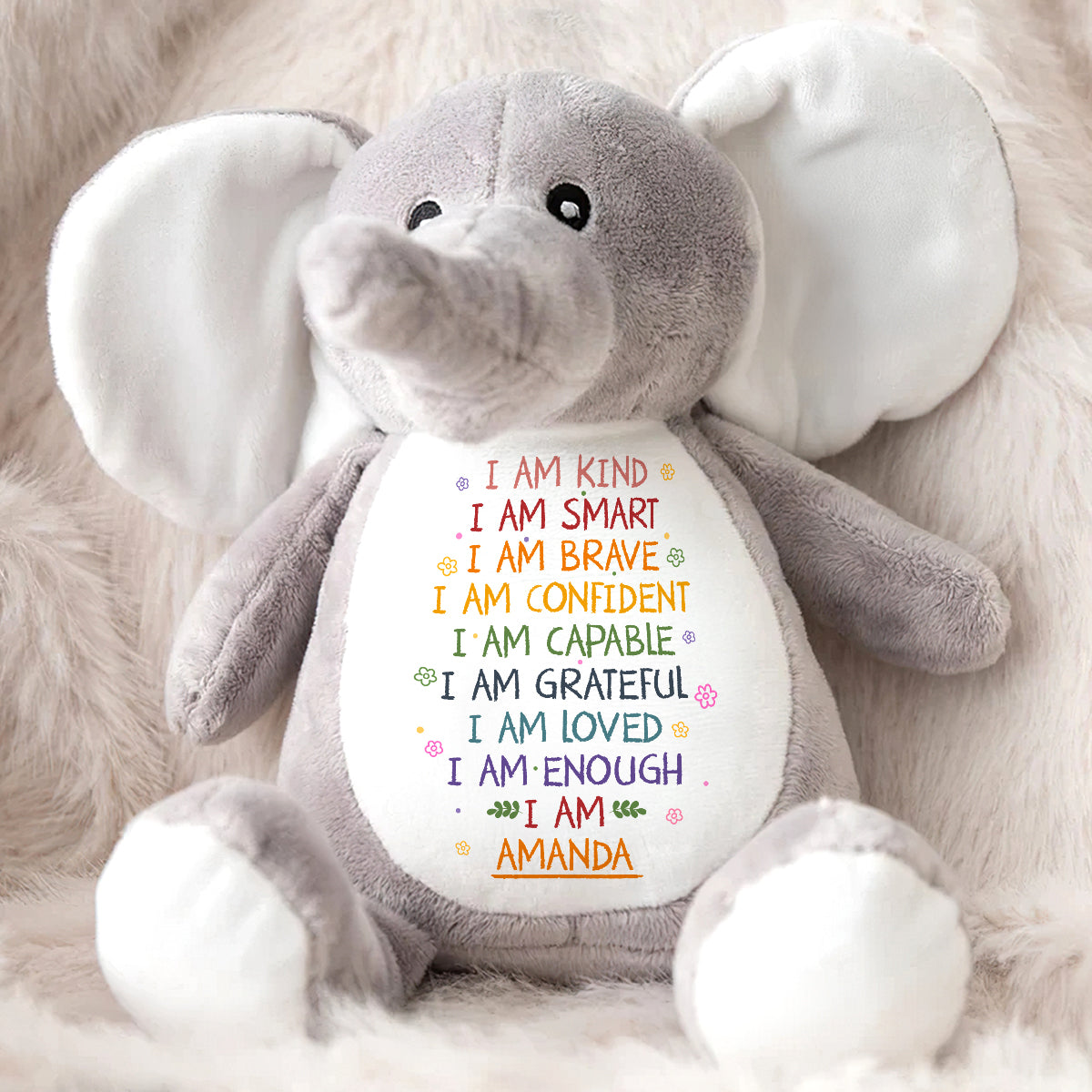 I Am - Personalized Stuffed Elephant