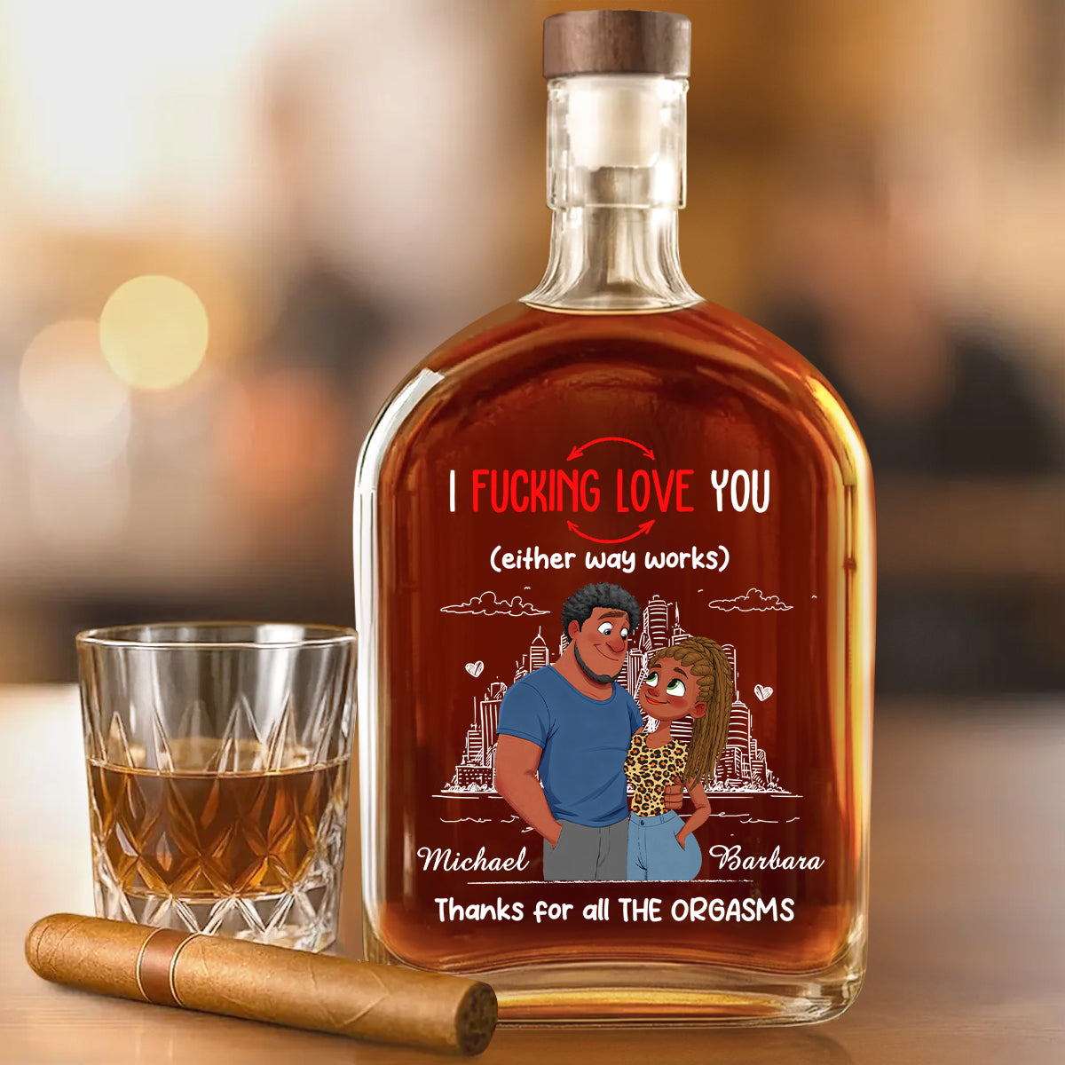 Either Way Works Babe - Personalized Whiskey Bottle