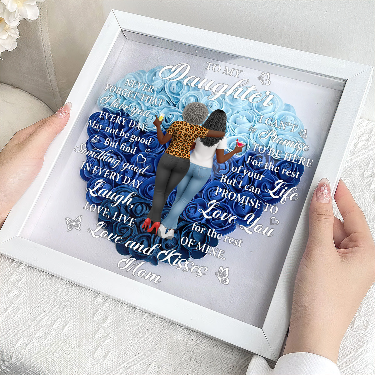 Never Forget That I Love You - Personalized Heart Flower Shadow Box