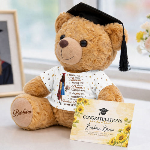 Behind You All Your Memories - Personalized Graduation Bear With Card