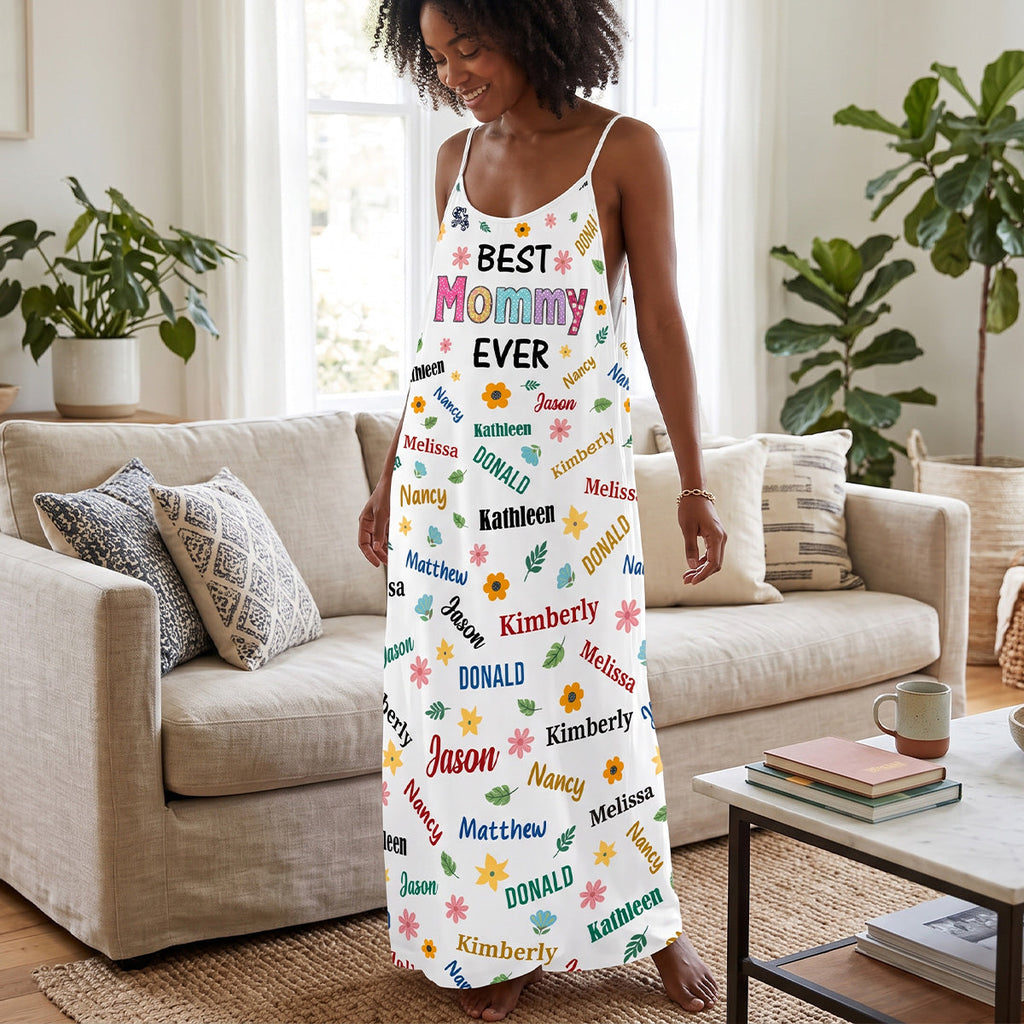 Best Mommy Ever - Personalized Backless Cami Maxi Dress