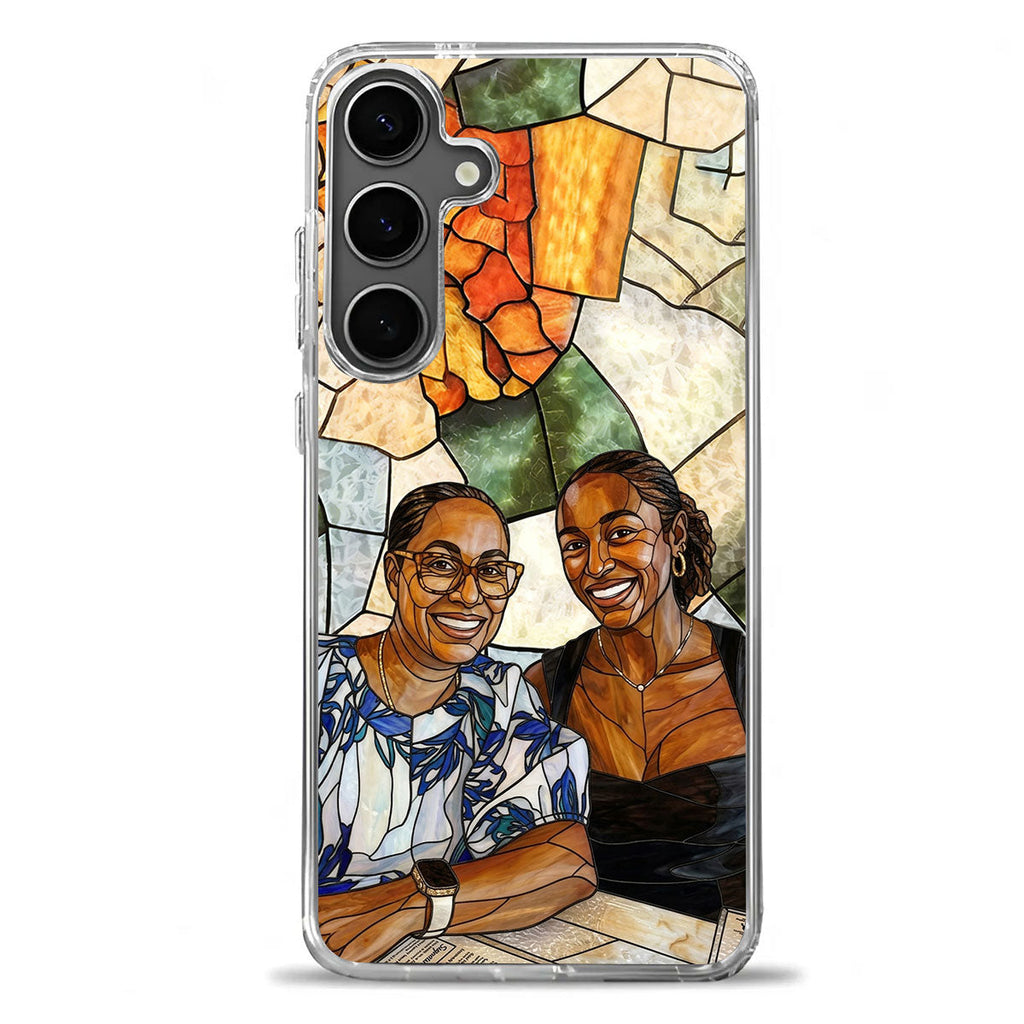 Custom Photo Stained Glass Portrait Mom Grandma Parents Family - Personalized Clear Silicone Phone Case