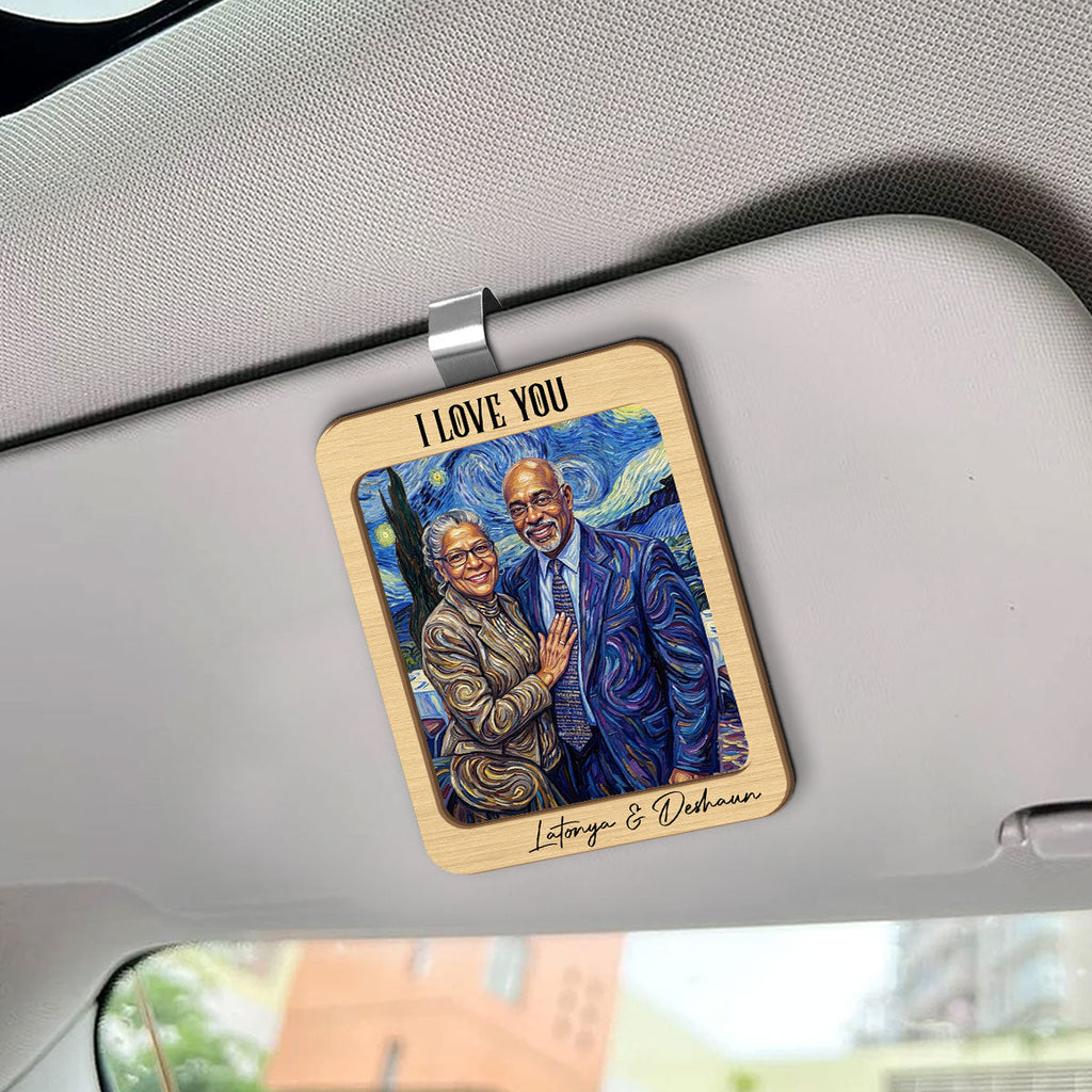 Custom Photo Starry Night Oil Painting Forever And Always - Personalized Car Visor Clip