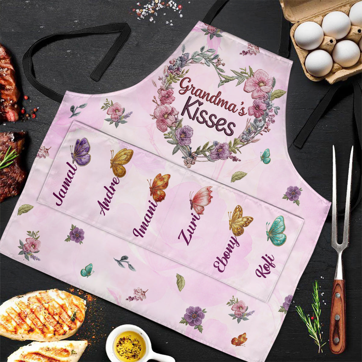 Grandma's Kisses - Personalized Apron With Pocket