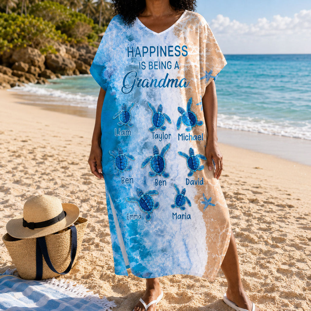 Happiness Is Being A Grandma - Personalized Kaftan Dress