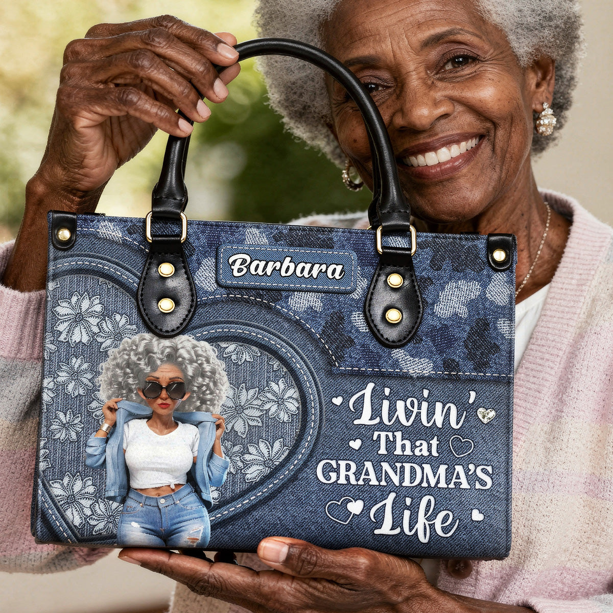 Livin' That Grandma's Life - Personalized Leather Handbag