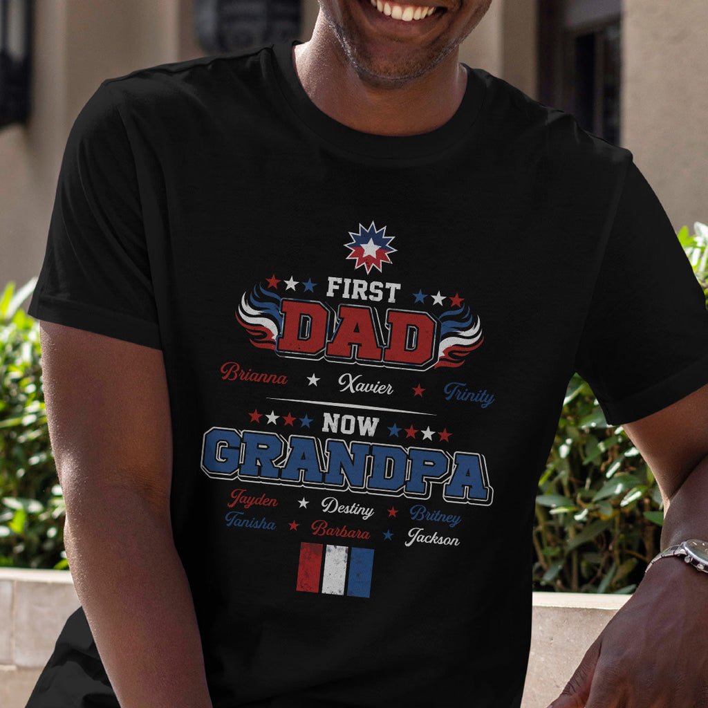 First Dad Now Grandpa Juneteenth Celebration - Personalized 2D Unisex T-shirt