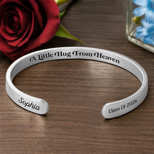 A Little Hug From Heaven - Personalized Cuff Bangle Bracelet With Box