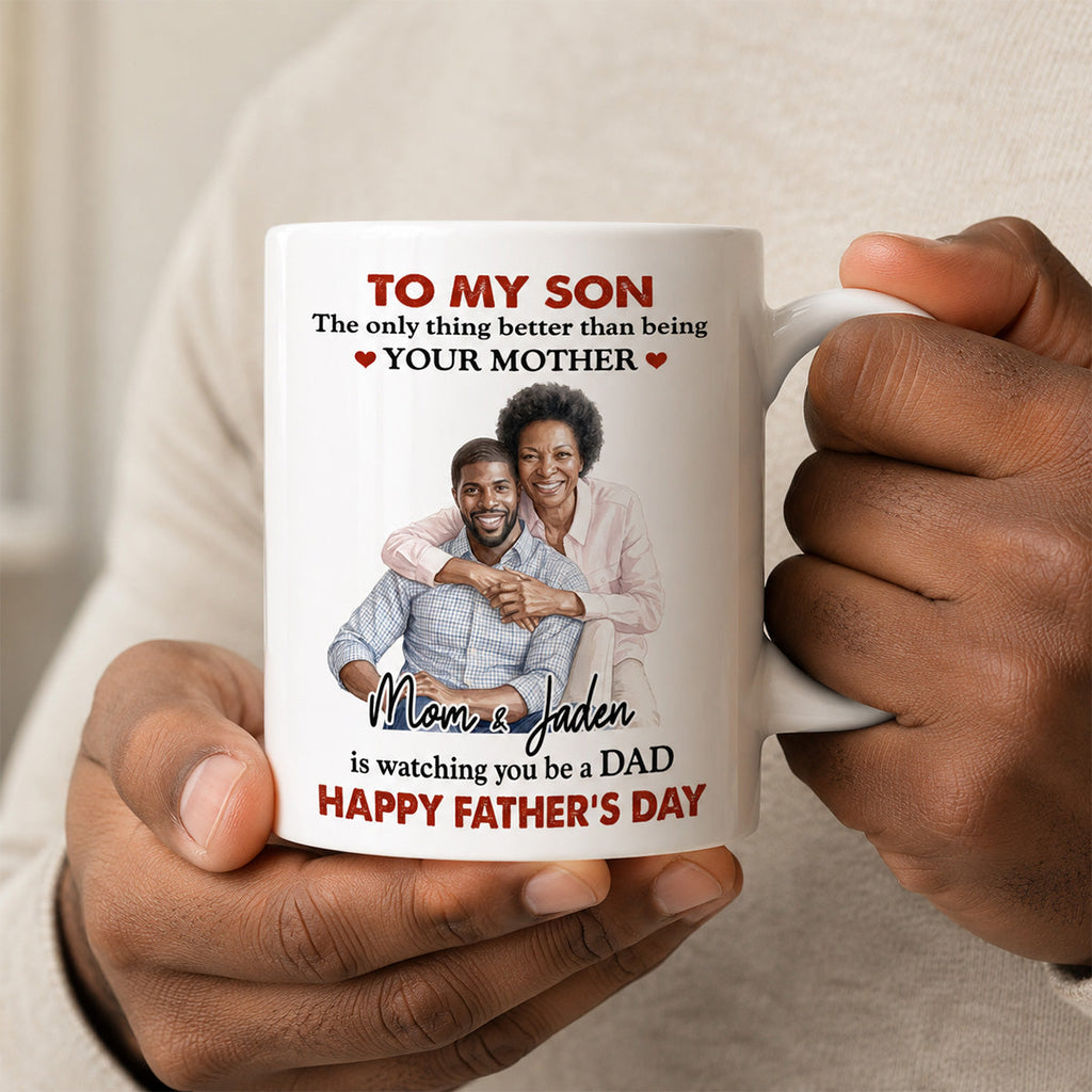 Watching You Being A Dad Ver Custom Photo - Personalized Ceramic Coffee Mug