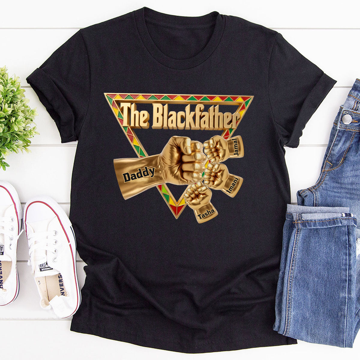 The Black Father - Personalized 2D Unisex T-shirt