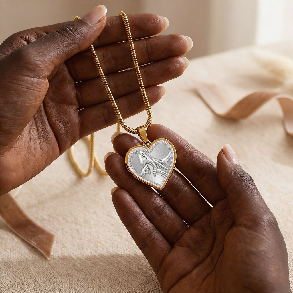We Love You Nana And Mommy - Personalized Heart Necklace