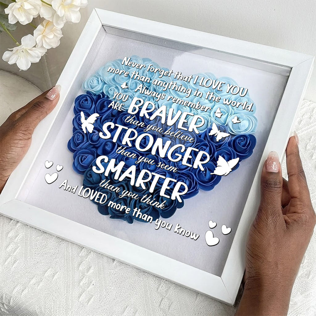 Never Forget That I Love You - Personalized Heart Flower Shadow Box