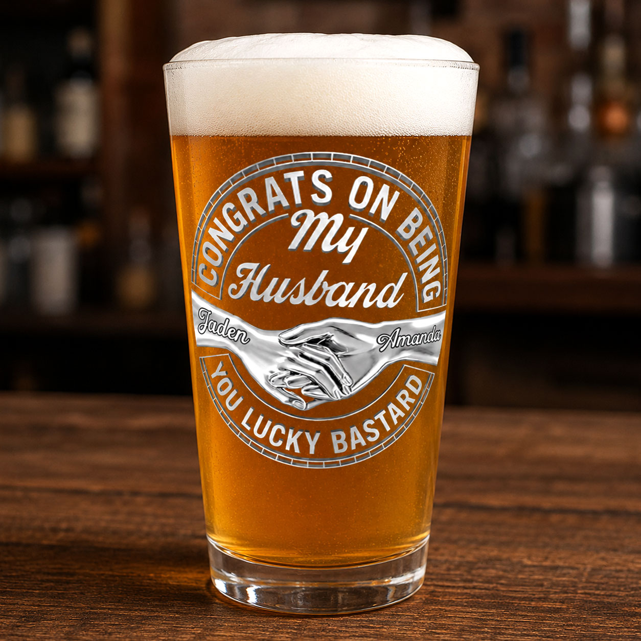 Congrats On Being My Husband - Personalized Beer Glass