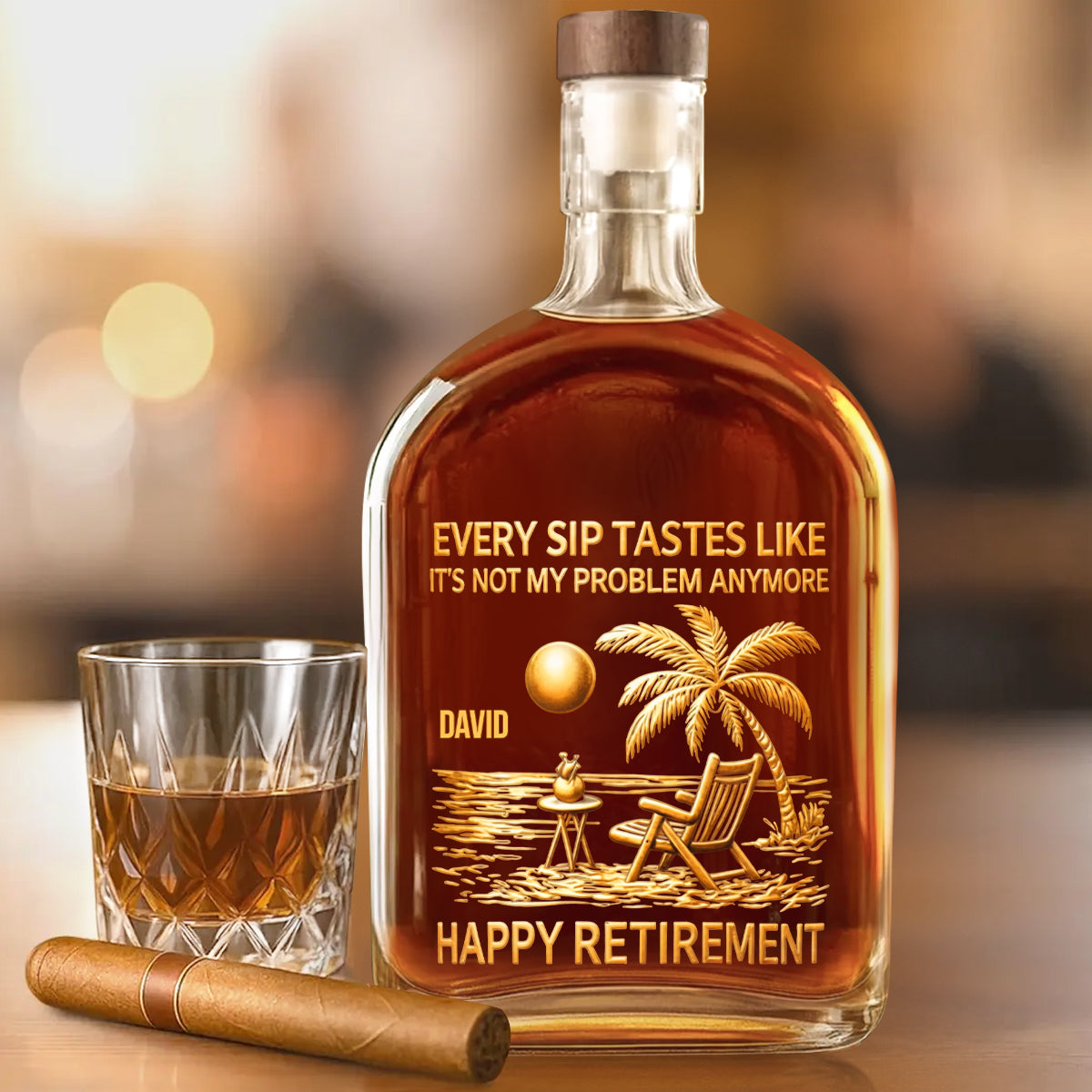 Every Sip Tastes Like Happy Retirement - Personalized Whiskey Bottle