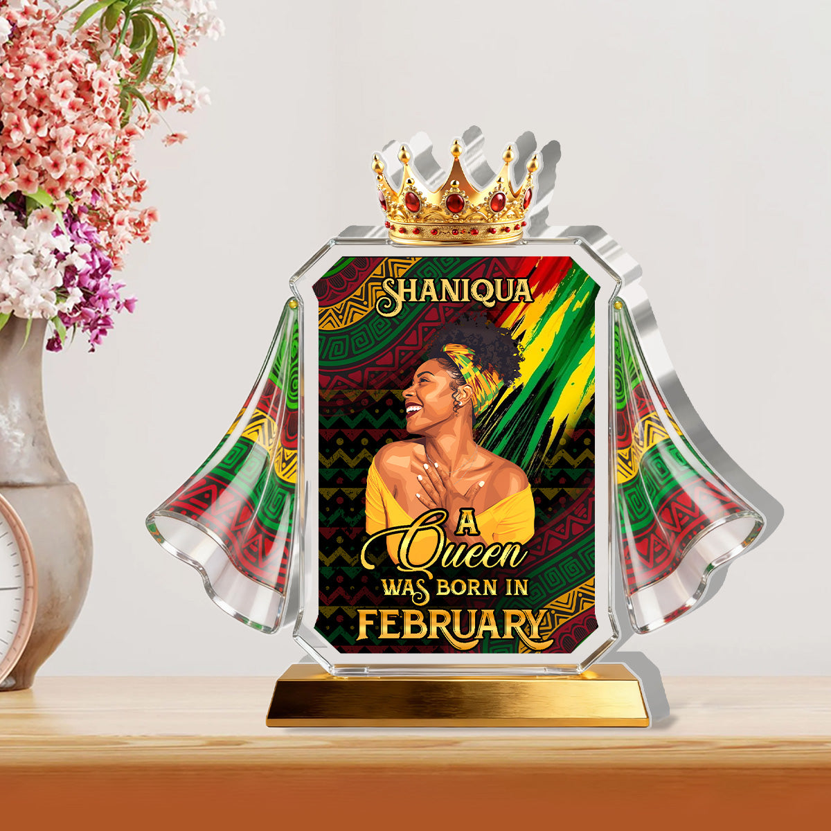 A Beautiful Black Queen - Personalized Custom Shaped Acrylic Plaque