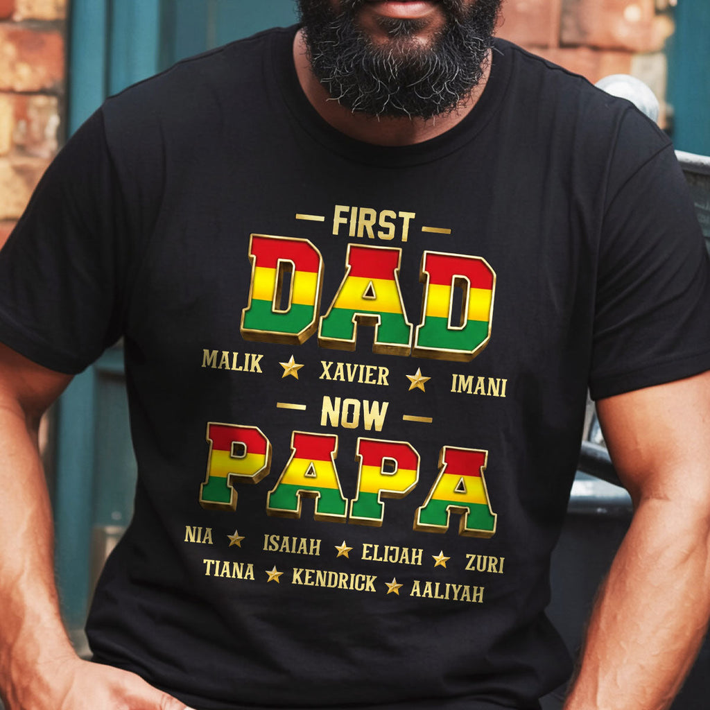 First Dad Now Papa - Personalized 2D Unisex T-shirt