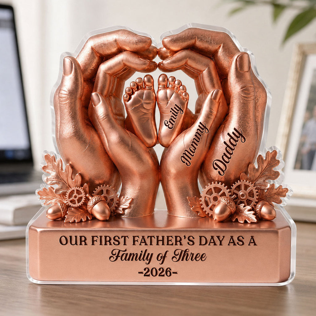 Our First Father's Day As A Family Of Three - Personalized Custom Shaped Acrylic Plaque