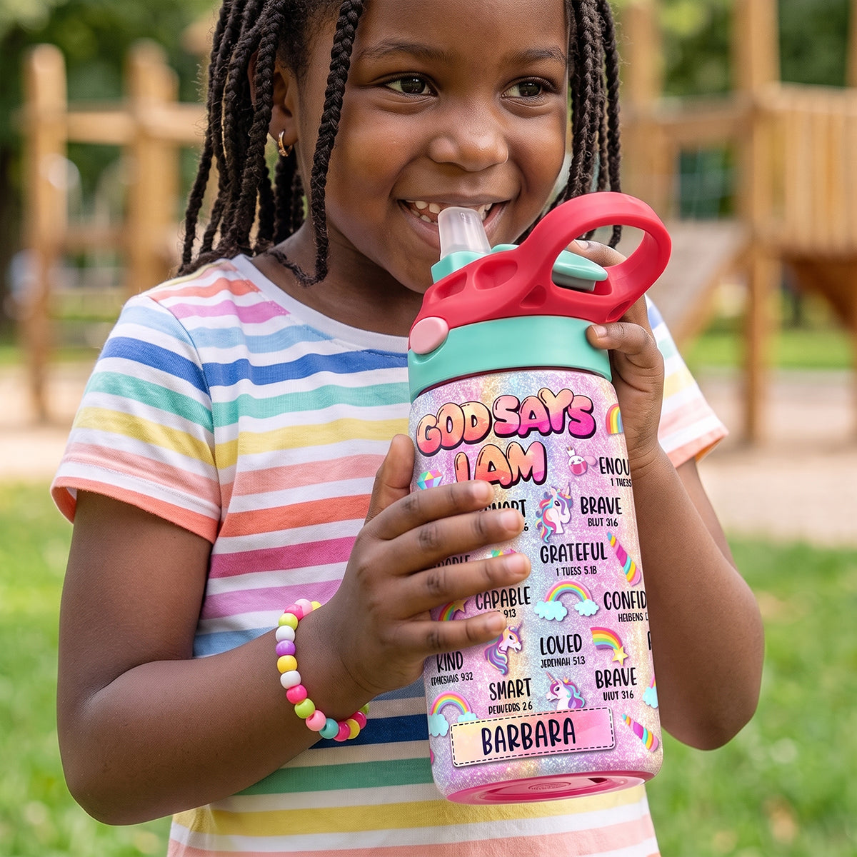 God Says I Am - Personalized Kid Water Bottle