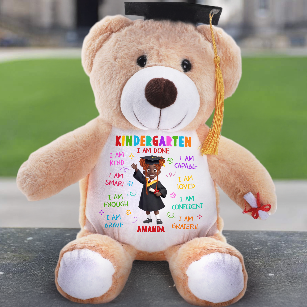 Kindergarten I Am Done - Personalized Graduation Teddy Bear