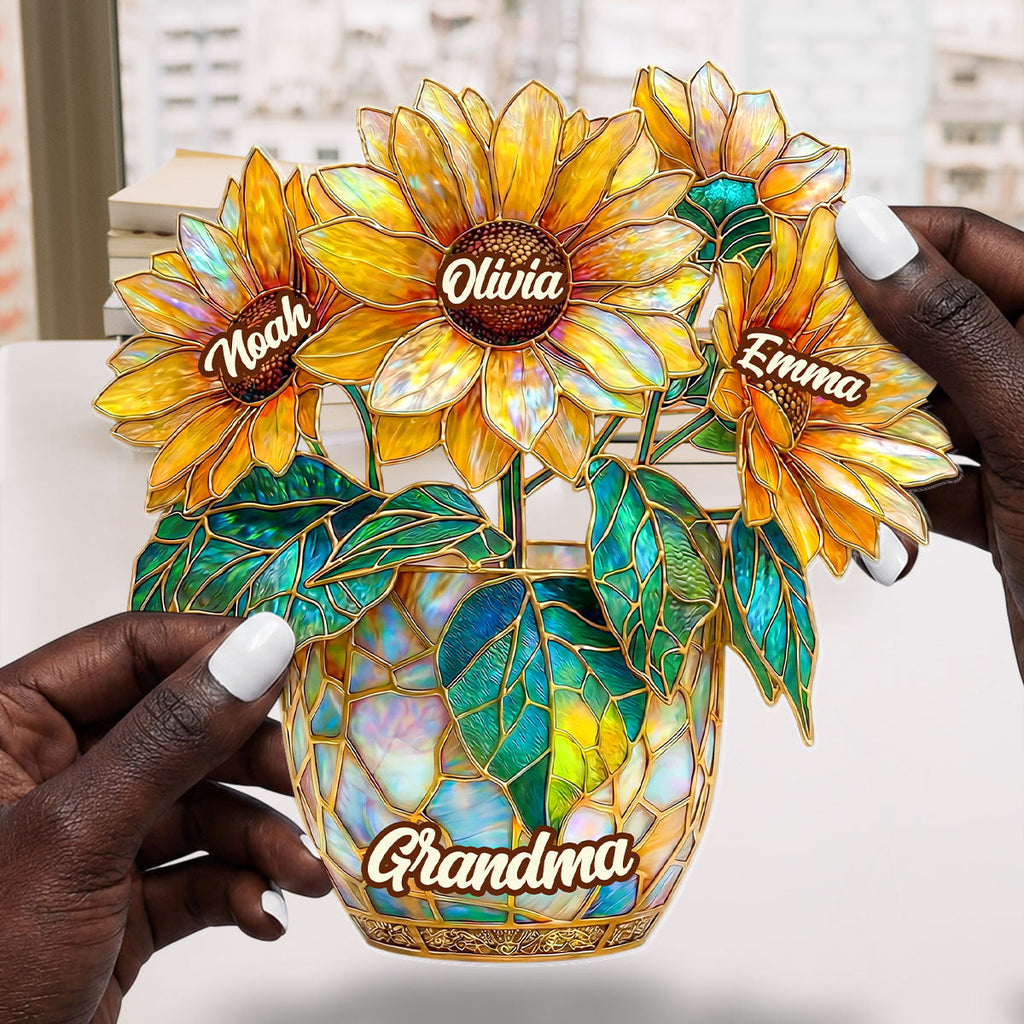 Sunflower Love For Grandma - Personalized Custom Shaped Acrylic Plaque