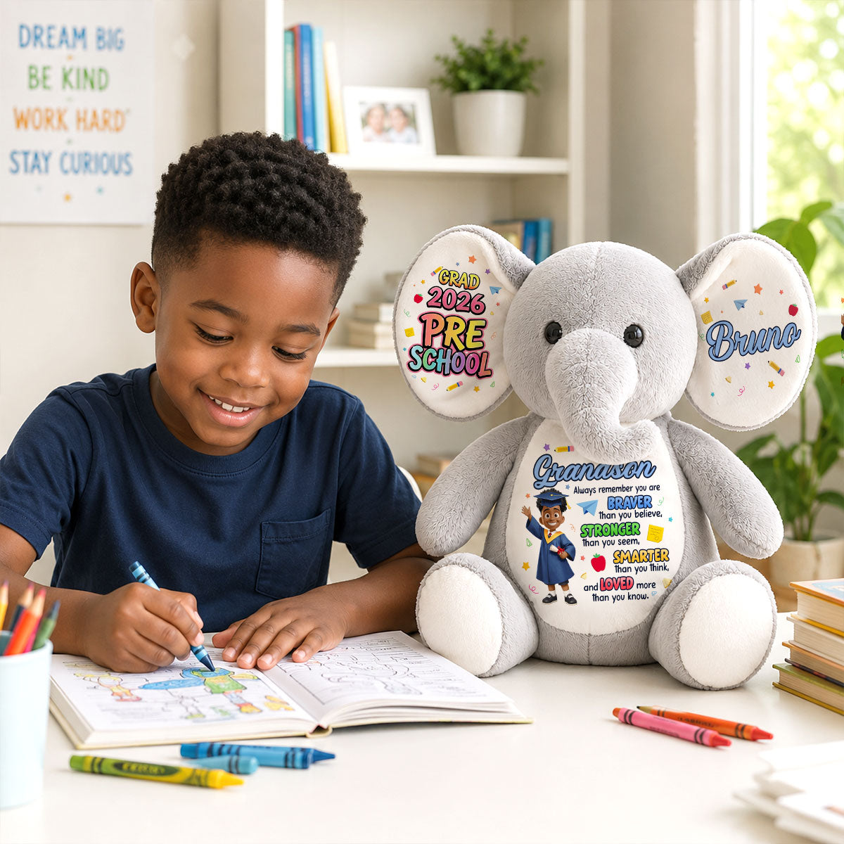 Preschool Kindergarten Graduation - Personalized Stuffed Elephant