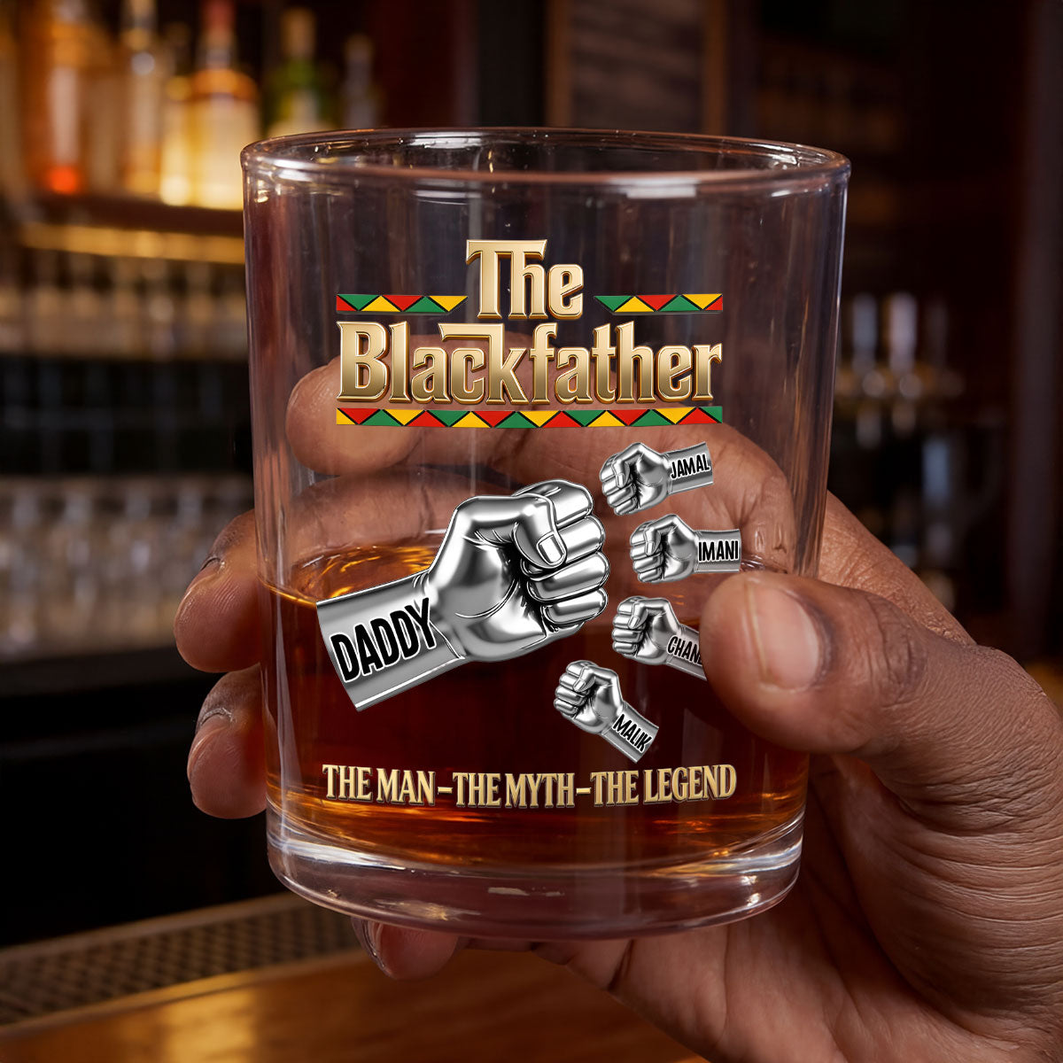 The Blackfather  - Personalized Round Whiskey Glass
