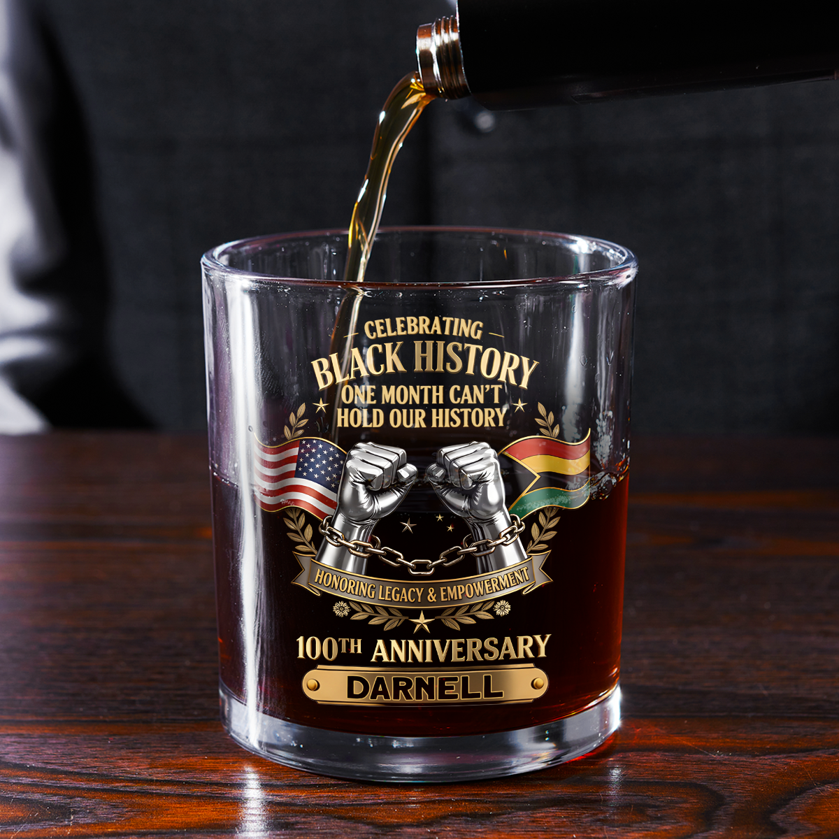 Black History Month - Personalized Round Whiskey Glass