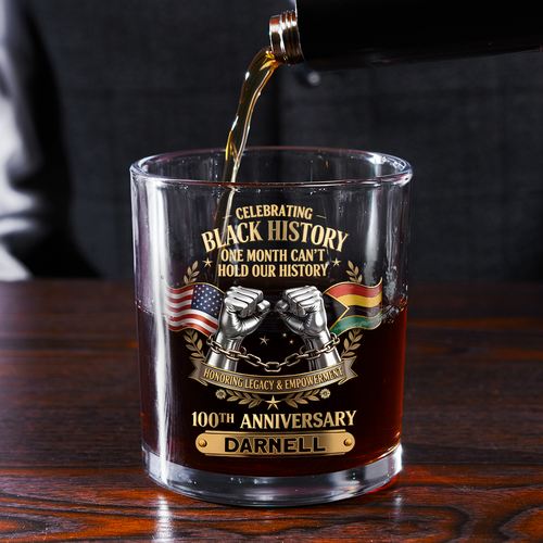 Black History Month - Personalized Round Whiskey Glass