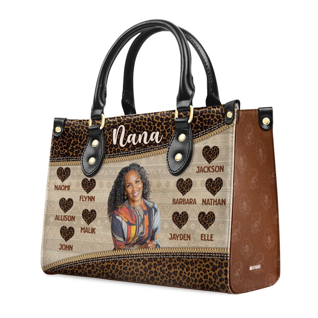 Grandma Heartprint - Personalized Leather Handbag