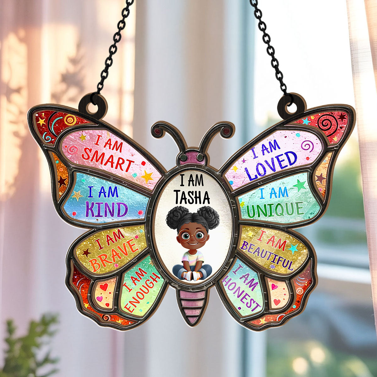 I Am Smart I Am Kind - Personalized Window Hanging Suncatcher