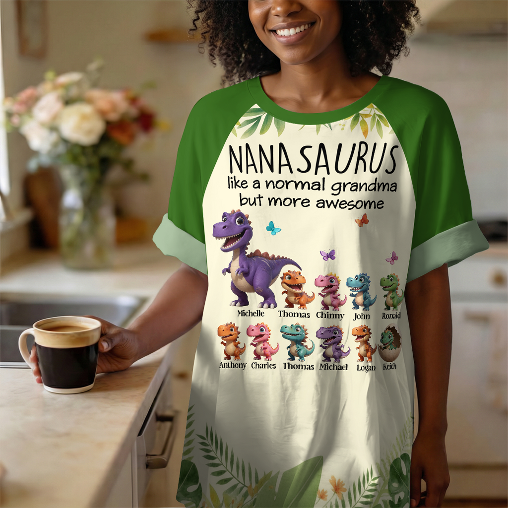 Grandmasaurus And Kids - Personalized Sleep Tee