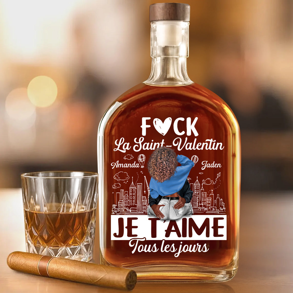 Je T’aime Tous Les Jours - Personalized Whiskey Bottle