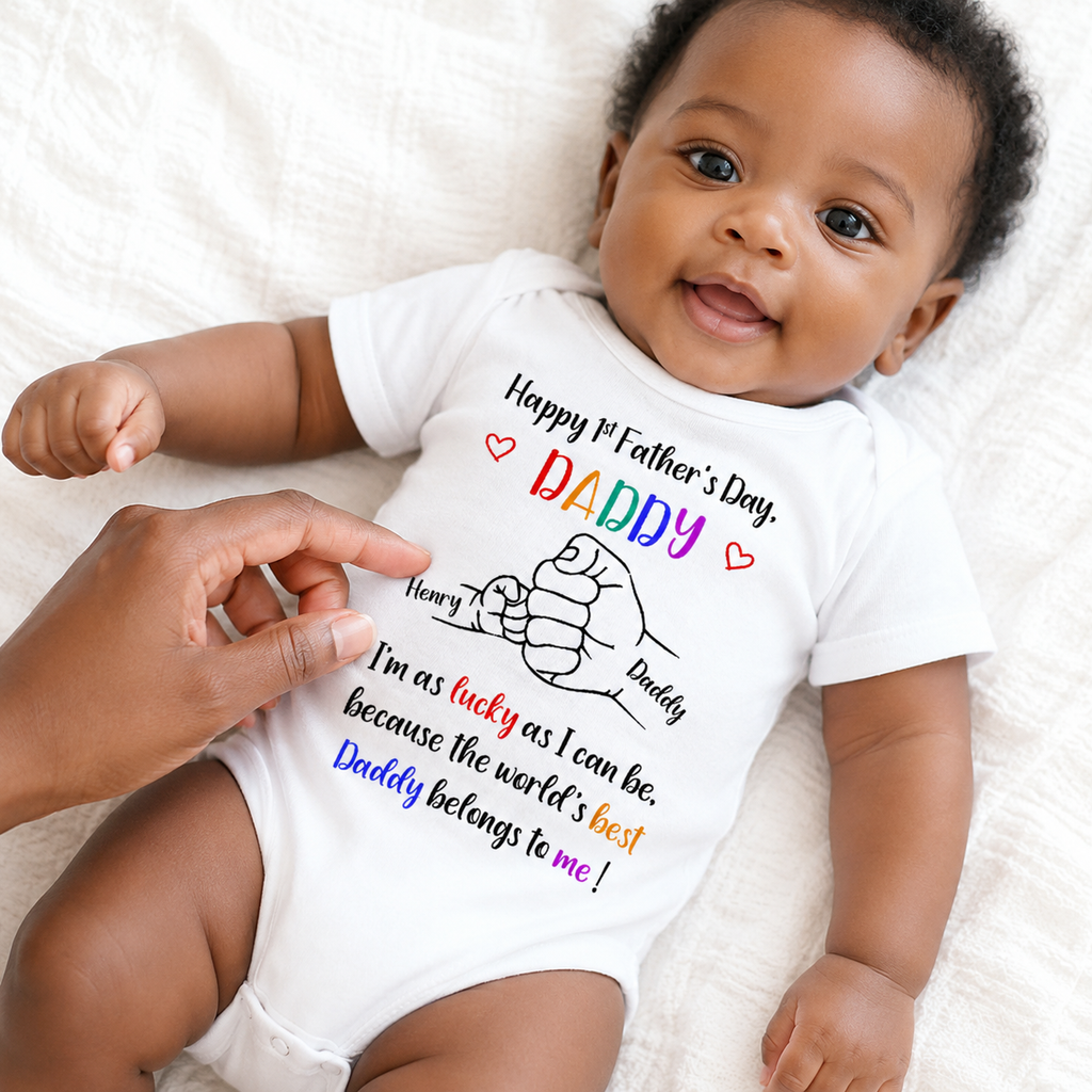 Happy First Father's Day - Personalized Baby Onesie