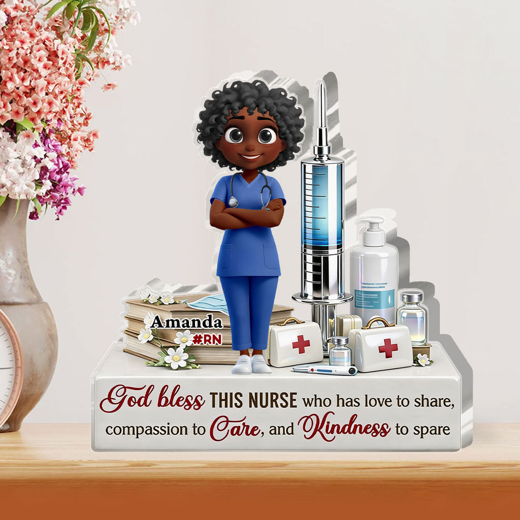 God Bless This Nurse - Personalized Custom Shaped Acrylic Plaque
