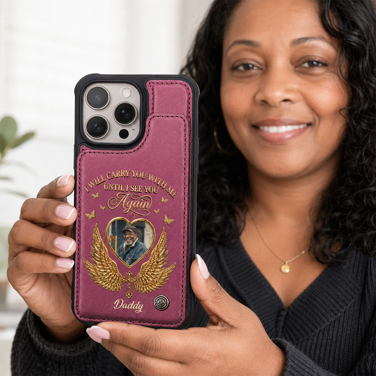 Custom Photo I Will Always Carry With Me Memorial - Personalized Leather Flip Wallet Phone Case
