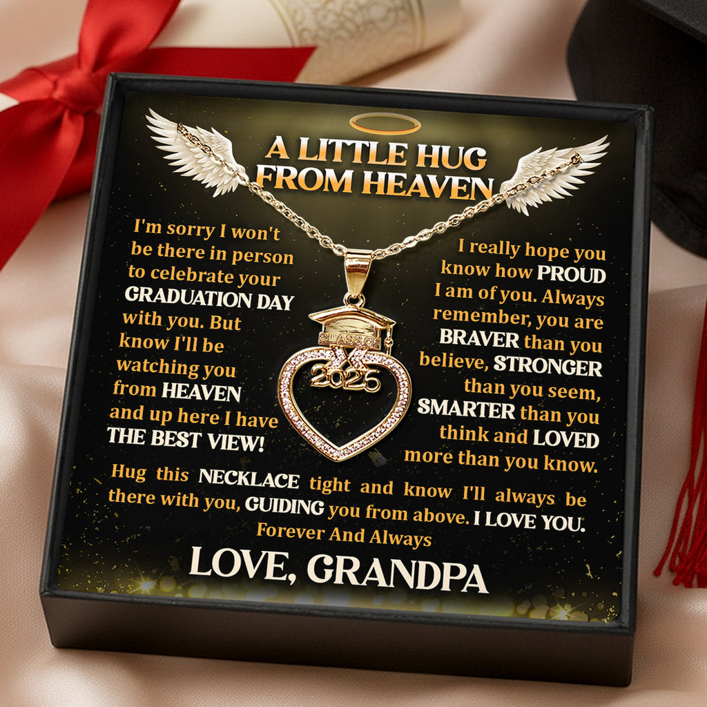 A Little Hug From Heaven - Personalized Grad Cap Heart Necklace With Box & Card 2026