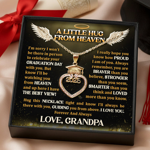A Little Hug From Heaven - Personalized Grad Cap Heart Necklace With Box & Card 2026