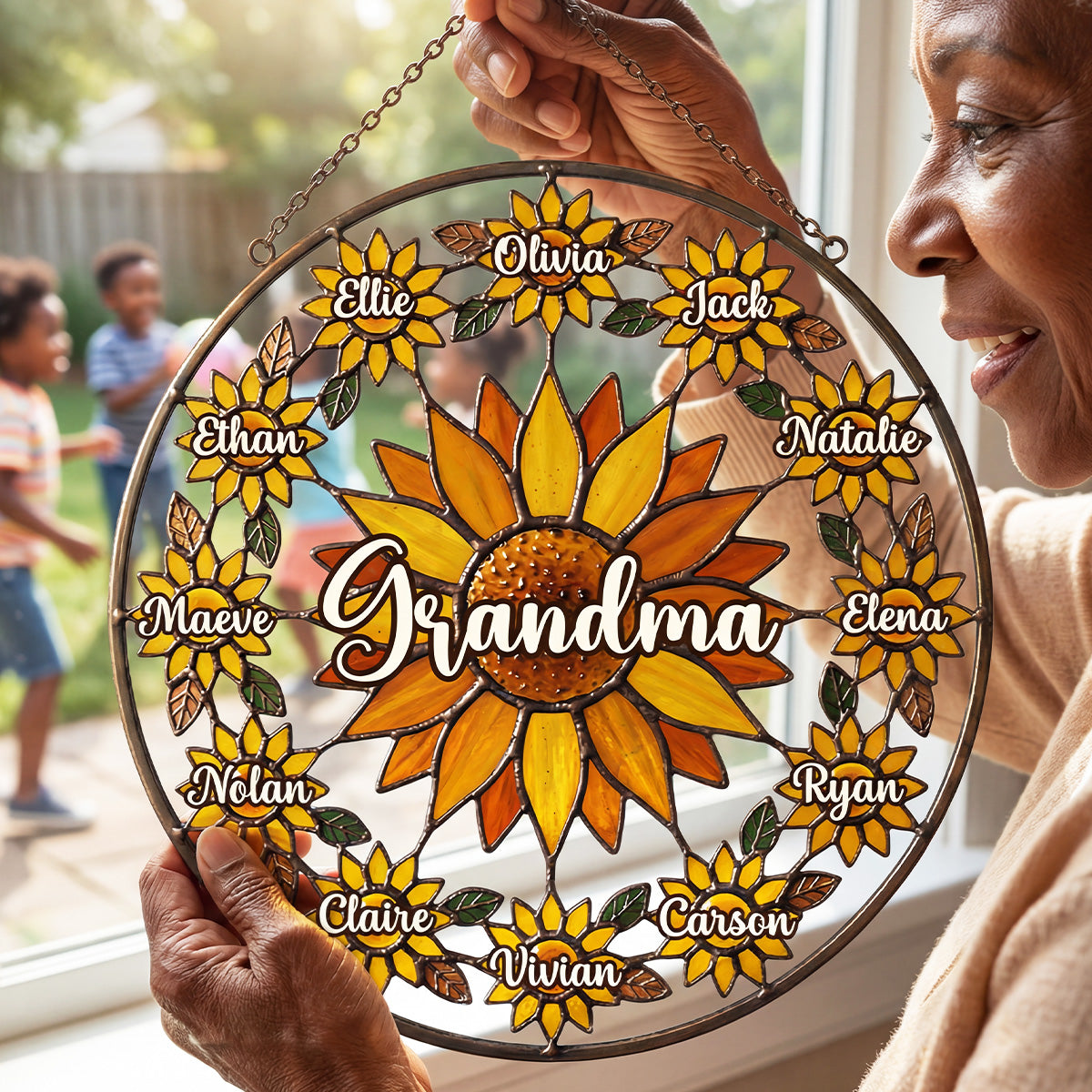 Love Being A Grandma Sunflower  - Personalized Acrylic Suncatcher