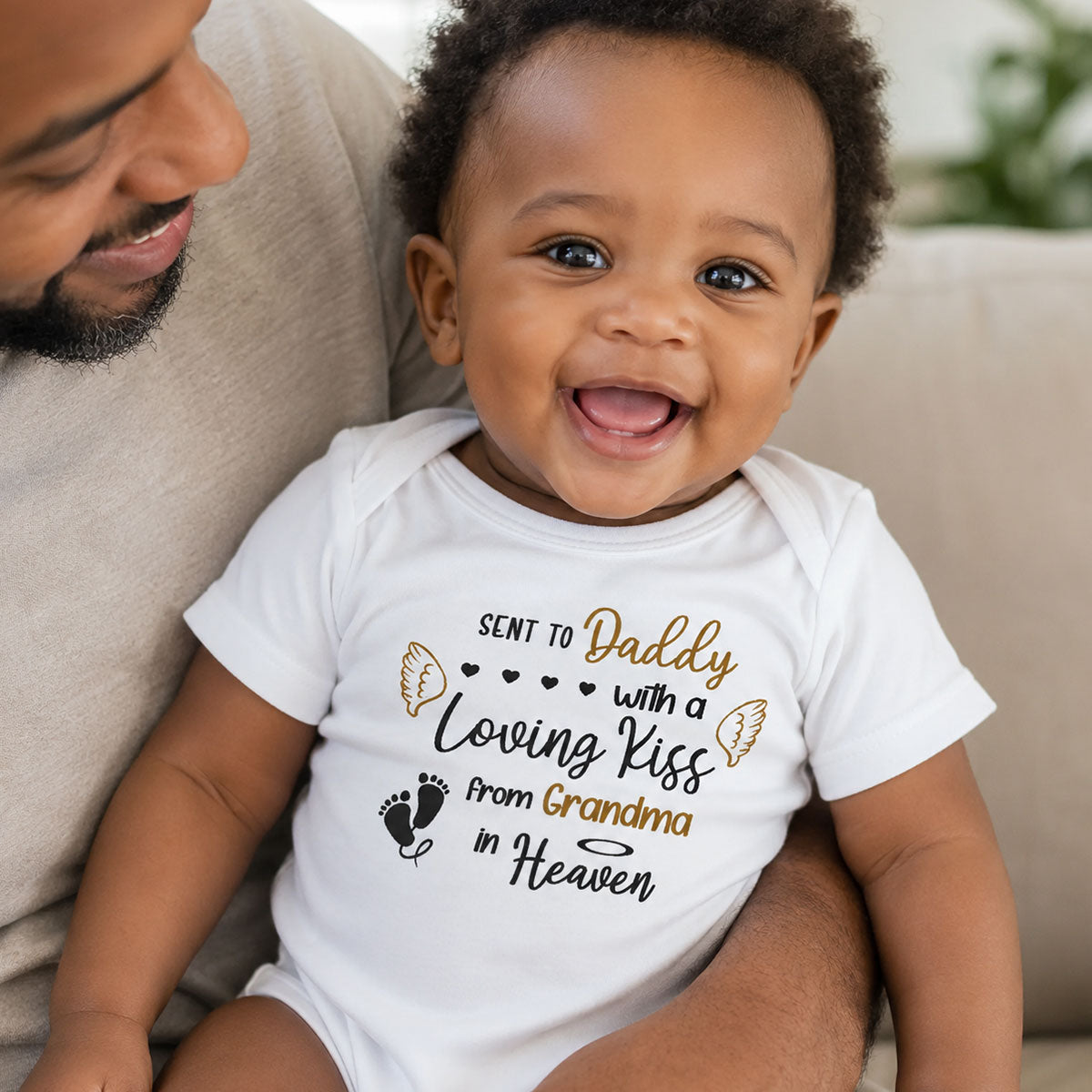 Sent To Daddy With A Loving Kiss - Personalized Baby Onesie