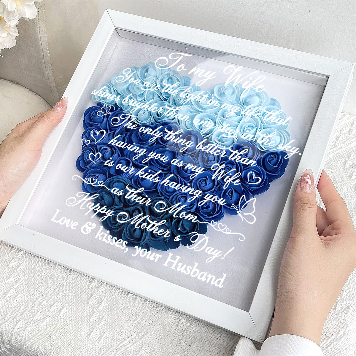 The Only Thing Better Than Having You As My Wife - Personalized Heart Flower Shadow Box